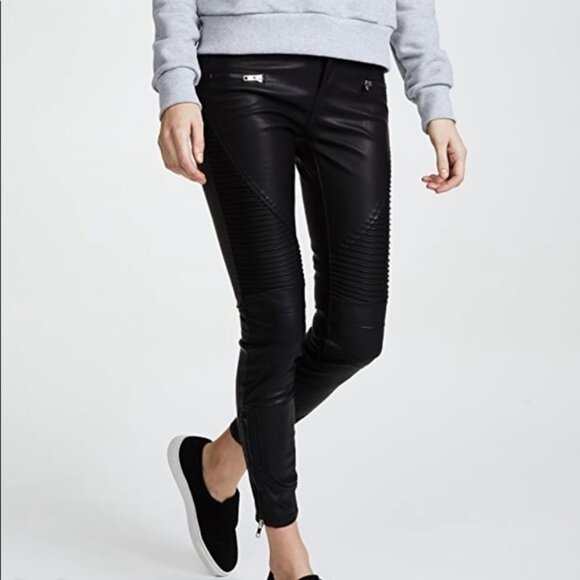 NEW BLANK NYC VEGAN LEATHER MOTO JEANS IN DADDY SODA - Picture 3 of 10